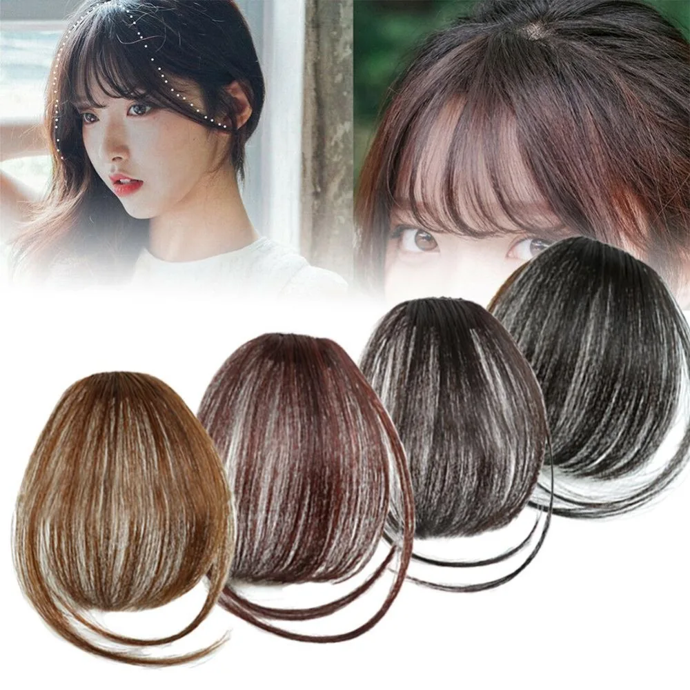 Тонкие аккуратные воздушные челки Remy человеческие волосы для наращивания на заколках с бахромой