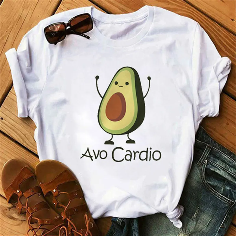 Women funny Avocado avocade kawaii anime t shirt cute fresh small ladies t shirt plus size graphic top female top