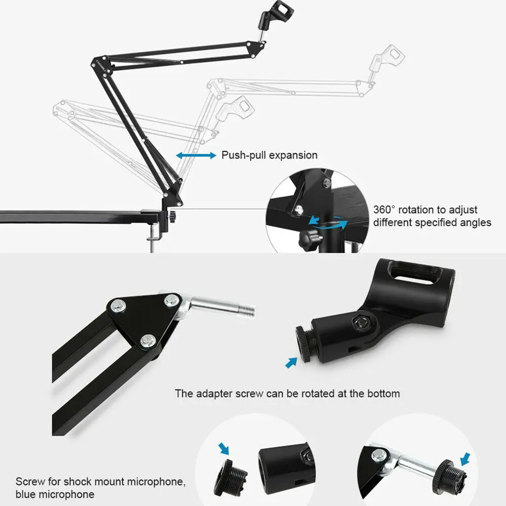 GHH Универсальный складной микрофон с подтяжками подставка для стола монтажный зажим для синего Yeti удобно носить с собой MI0422