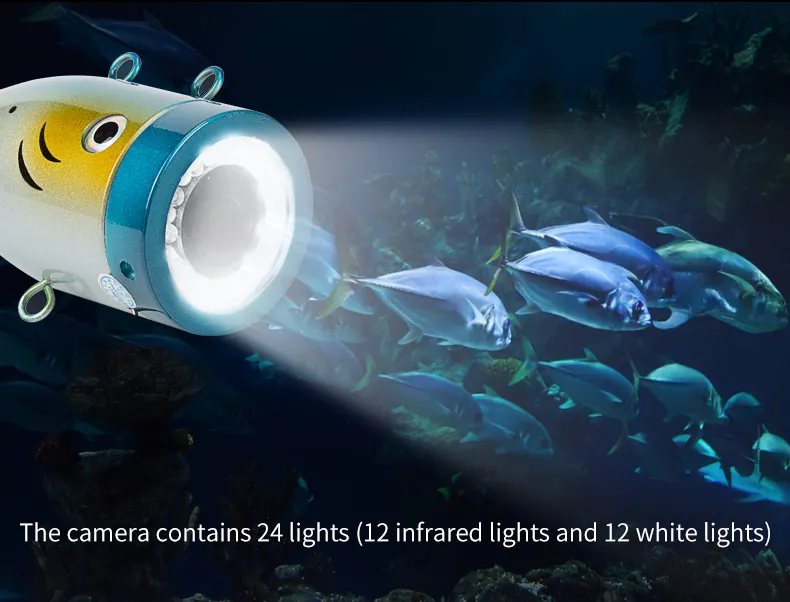 WF01B 1200TVL  Underwater Waterproof Camera Wide Angle WiFi fishing Cam with Accessories Kit 12IR + 12 white LED night vision