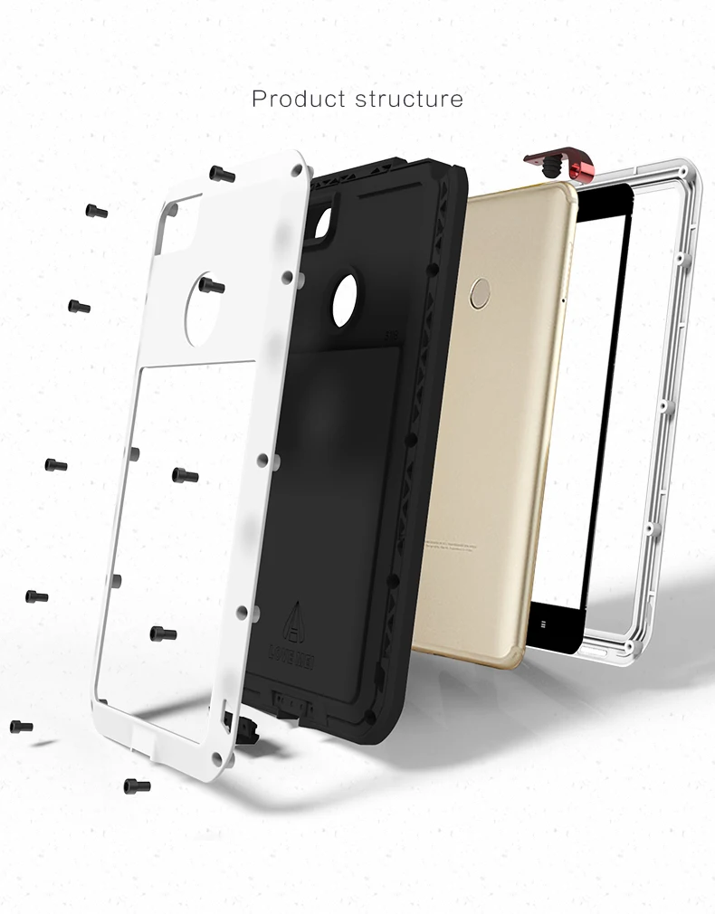 Водонепроницаемый чехол LOVE MEI для Xiaomi Max 2, противоударный чехол для Xiaomi Max 2, чехол, алюминиевая защита для Max 2, чехол