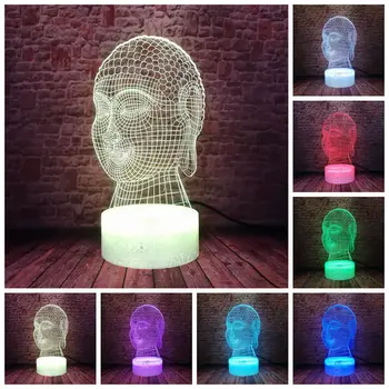 

Novelty 3D Illusion LED Desk Nightlight Colorful Changing Light Buddha Figure Model Toys Party Decor