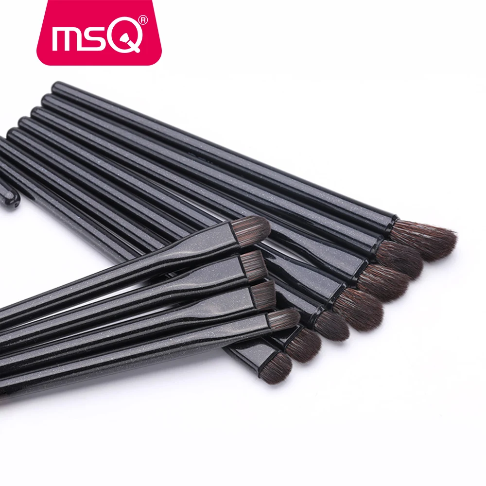 Billig MSQ 14PCS Schwarz Make Up Pinsel Set Foundation Pulver Lidschatten Schönheit Hohe Qualität Soft Make up Pinsel Tools kit