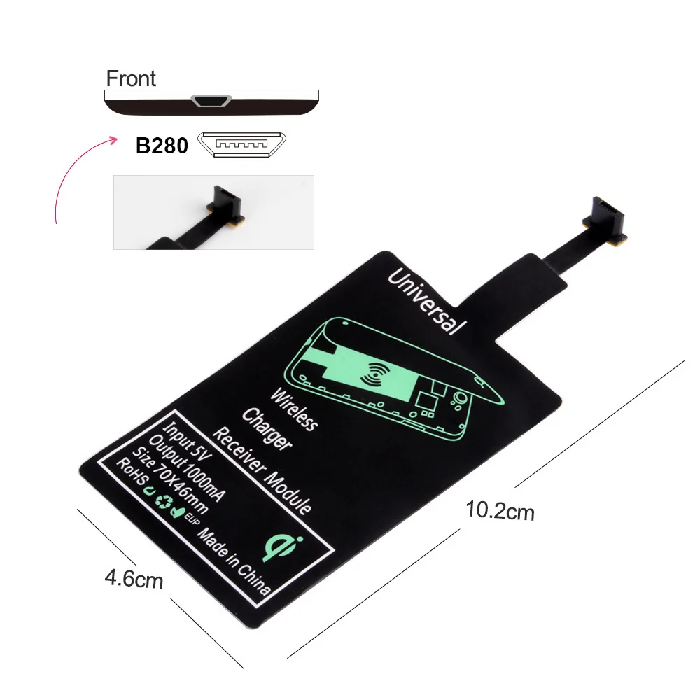 FDGAO 5 Вт Qi беспроводной зарядный передатчик зарядное устройство адаптер приемник Pad катушка тип-c Micro USB для iPhone Xiaomi huawei - Цвет: For Micro USB B