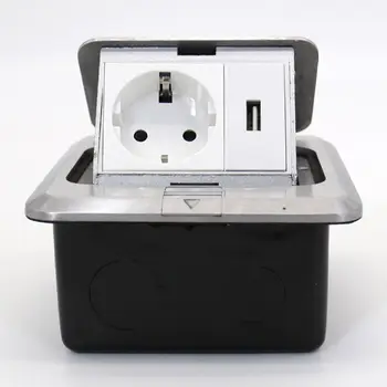 

New 16A 125V Pop Up Floor Power Outlet EU Standard Russia Spain Socket USB Charging