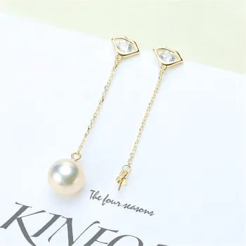 

DIY Pearl Stud Earrings Holder S925 Sterling Silver Earrings Settings Women DIY Earrings Jewelry Findings