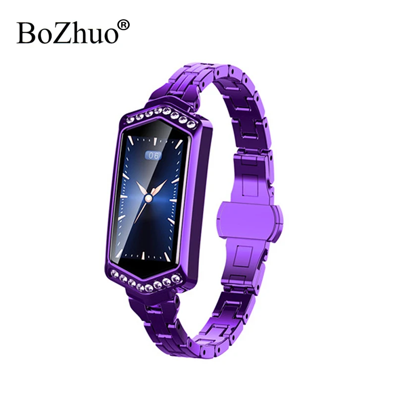 Purple B78 Смарт-часы для женщин фитнес-браслет трекер сердечного ритма монитор Смарт-часы женский физиологический цикл напоминание браслет - Цвет: Purple