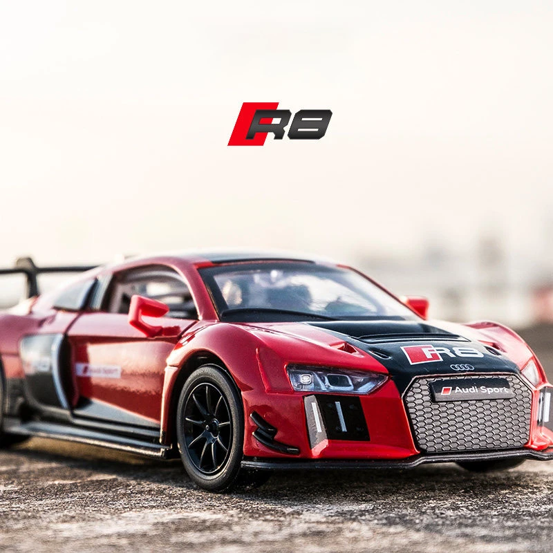 

1:32 AUDI R8 гоночный автомобиль, свободная подвеска, высокая модель спортивного гоночного автомобиля, модель автомобиля из литого металлического сплава, подарок