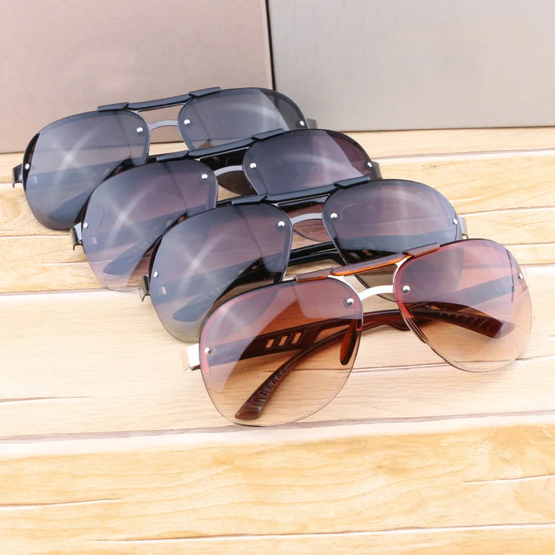 Classic gradient lens semi rimless polarized sunglasses men women luxury driving pilot fashion rimless sun glasses female male eyewear UV400 polarized sunglasses semi rimless sunglasses