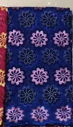 royal blue Дизайн, дышащая африканская нигерийская георгиевая гипюровая кружевная ткань с камнями, вышитая Вощеная кружевная ткань для шитья - Цвет: royal blue