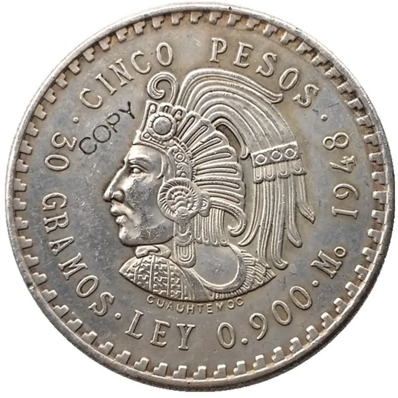 

1948 Mexico 5 Pesos Silver Plated Foreign Copy Coins