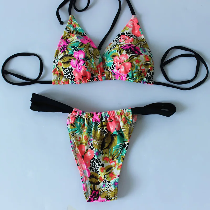 2019 two piece printed Swimsuit micro mini Bikinis tanga set Women ...