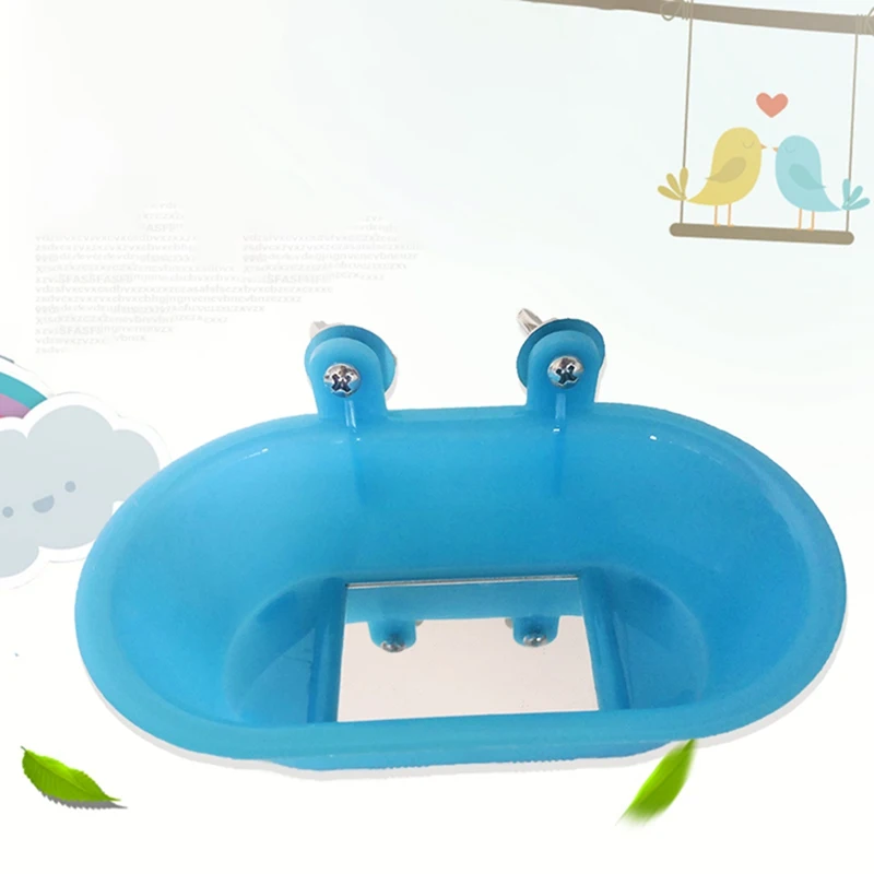 Bird Bathtub With Bird Mirror Small Oval Bird Bathtub Pet Cage Accessories Parrot Bath Shower Bathing Supplies Standing Box