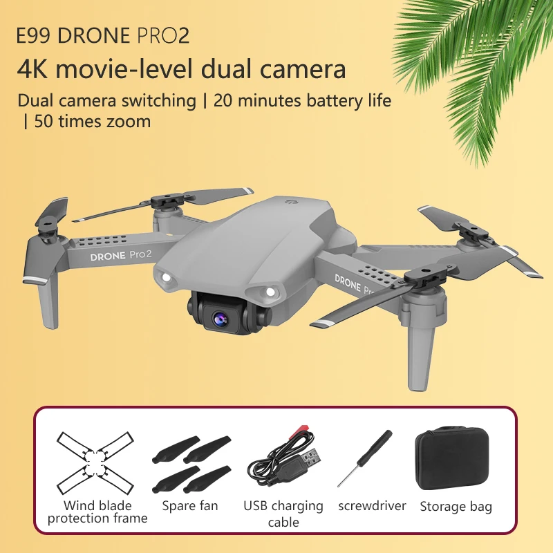 E99 Pro Drone With Dual Cameras Folding Height Wifi Control 50x Zoom Remote Control Aircraft Hd Aerial Quadcopter