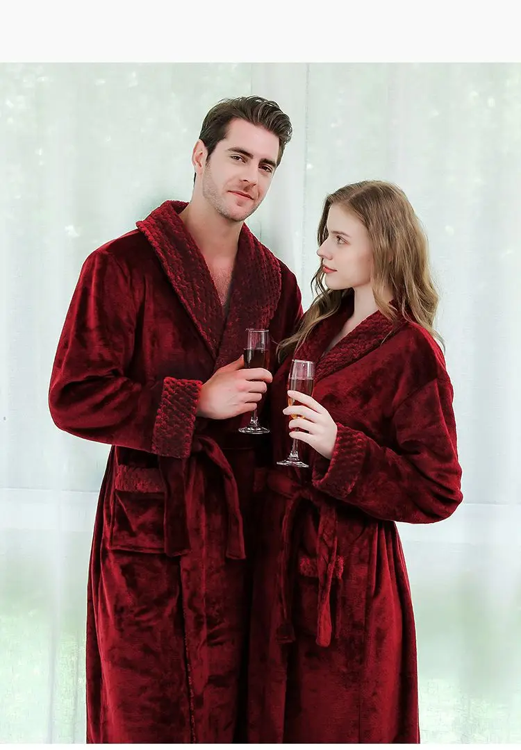 Фланелевый Халат для влюбленных размера плюс, удлиненный теплый Халат с капюшоном для мужчин и женщин, плотное зимнее кимоно, банный халат, мужской халат, халаты