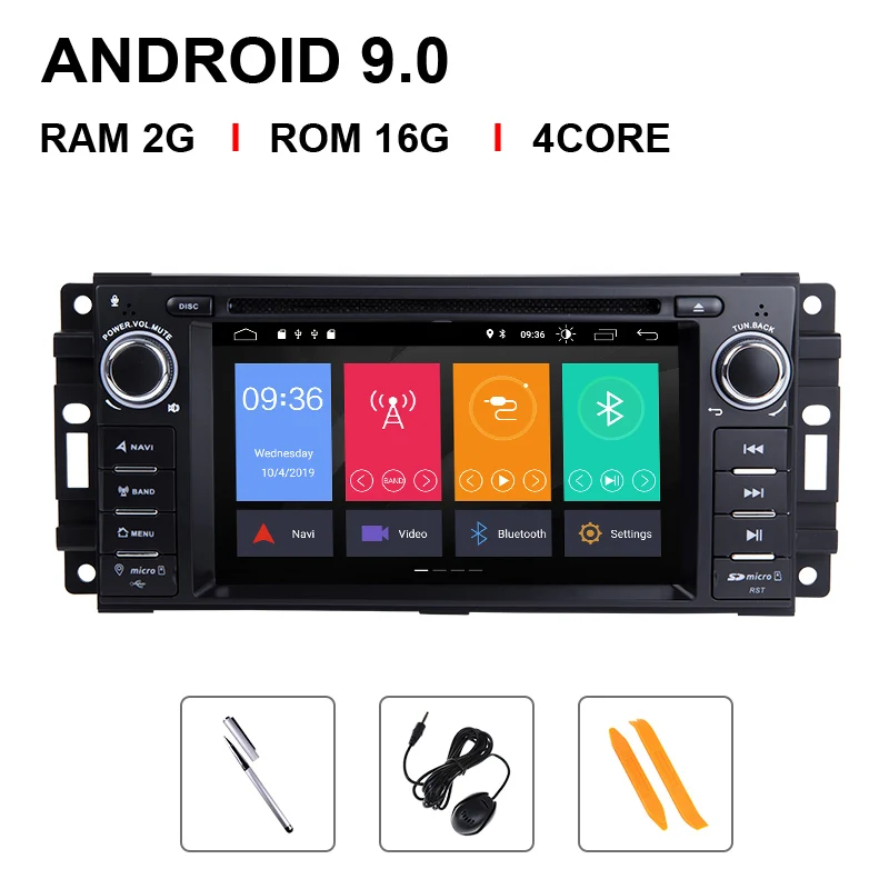 1 Din Android 9 автомобильный dvd-плеер для Jeep Grand Cherokee Chrysler 300C Компас Патриот Dodge SebringGPS навигация Радио стерео 4G - Цвет: 4 Core 16 ROM