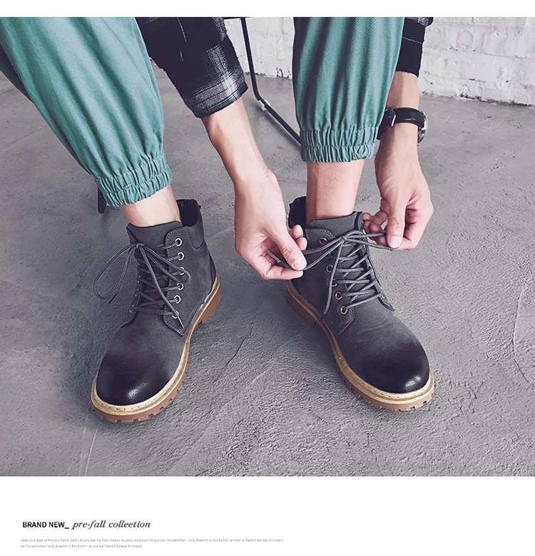 Winter Men Boots Classic Outdoor Ankle Boots Male Lace Up Anti-slip Booties Martin Shoes Vintage British Military Combat Boots