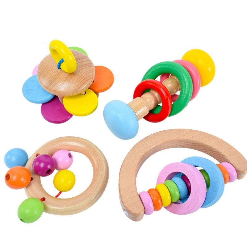 MOTOHOOD Kids Montessori Wooden Toys Blocks Kid Learning Toy Baby Music Rattles Colorful Wooden Blocks Education (10)