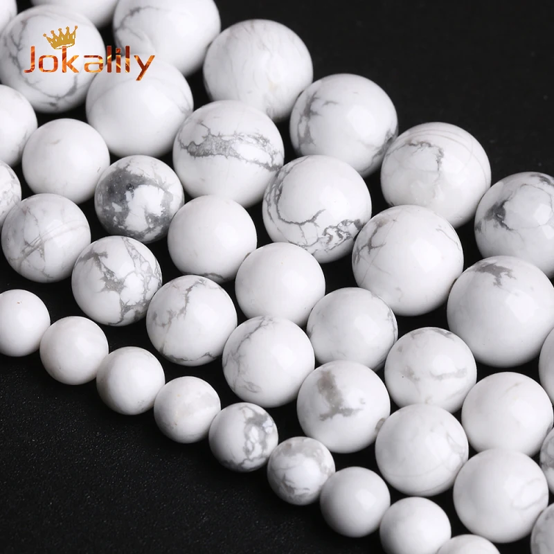 

Natural White Howlite Turquoises Beads Round Loose Spacer Stone Beads for Jewelry Making Needlework DIY Bracelets