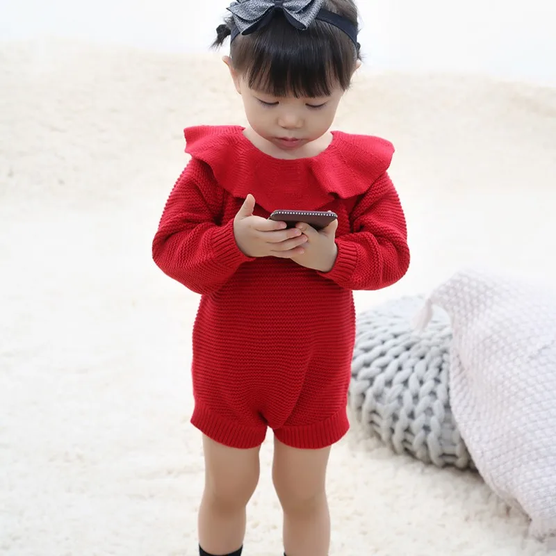 

Autumn Infant Baby Long Sleeve Knitted Rompers Newborn Kids Boys Girls Jumpsuit Warm Clothes