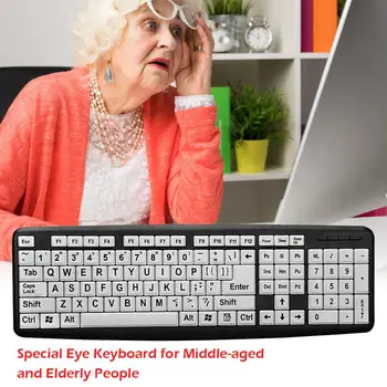 

107 Keys USB Wired Large Print Computer Portable Keyboard for Elderly Old People Designed for People With Visual Impairment