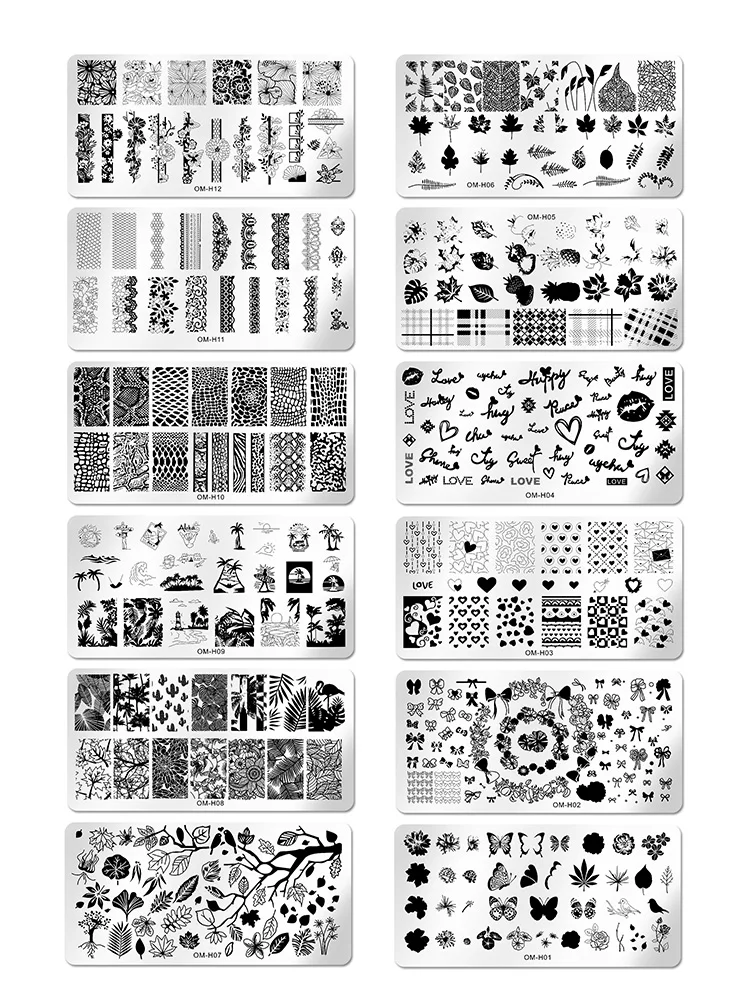 Nail Stickers Art Stamping Template Butterfly Leaves Floral Heart Stamp Plate Stencil Reusable Metal Manicure Nail Accessories