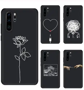 

Silicone Cover Couple Case For P30 P30Lite P30Pro Lover Plant Cartoon Pattern Phone Cases Shell For P20 Lite Honor 10 20