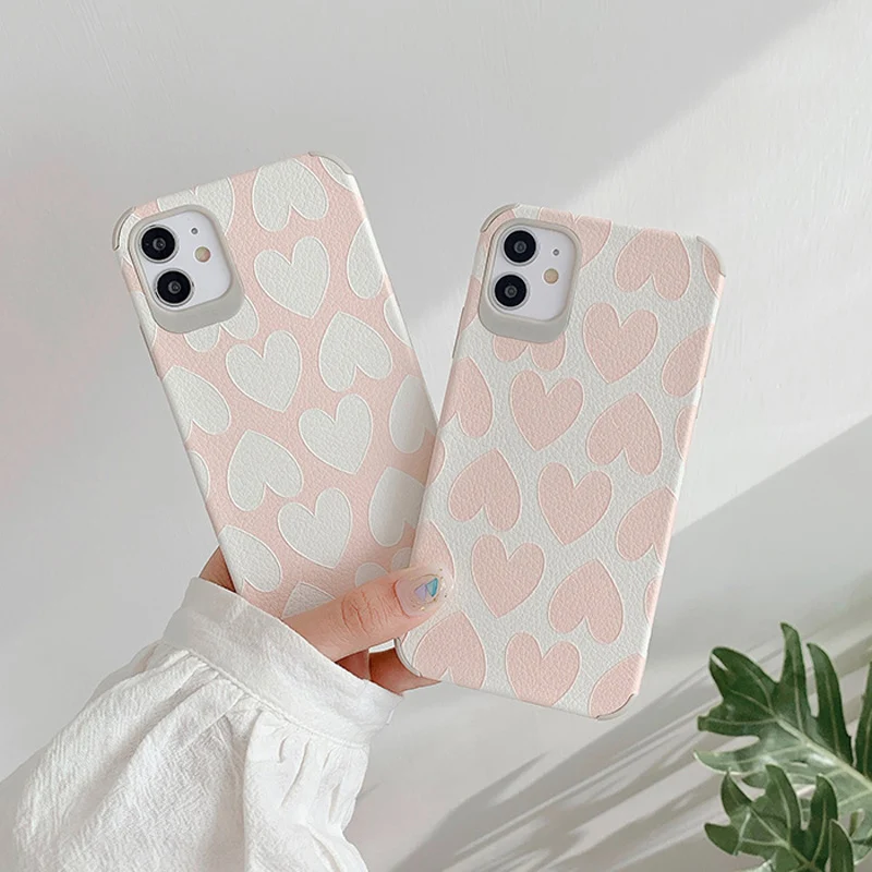 3D рельефные Чехлы LACK с сердечками для телефонов iphone XR X XS Max 7 8Plus матовая кожаная