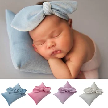 

Newborn Photography Props Cotton Wrap Infant Photography Pillow Accessories Newborn Velvet DIY Baby Photo Prop Set Cute Knot Bow