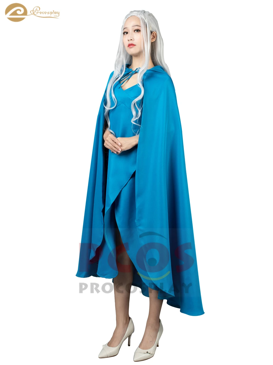 

Procosplay new 2019 In stock Dragon Queen Daenerys Targaryen cosplay blue costume mp004499