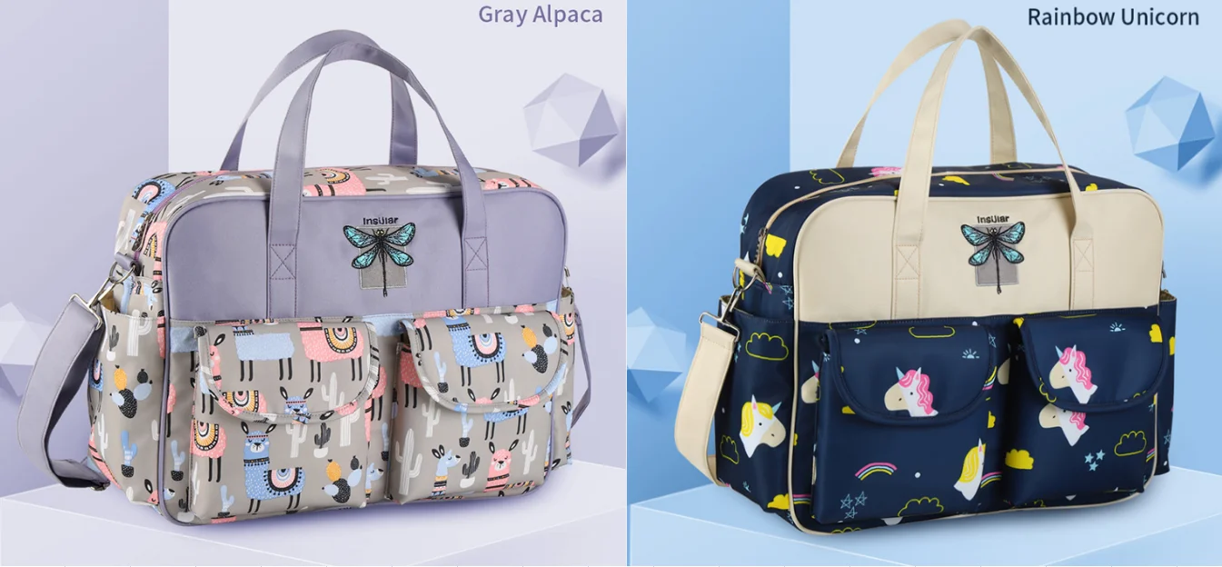 New Waterproof Nylon Print Shoulder Mother Bag Multi-function Messenger Portable Mother And Baby Bag Large Capacity Mummy Bag