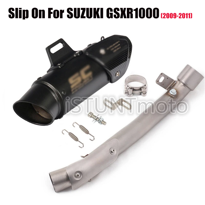 Slip On For SUZUKI GSXR1000 2007-2011year Motorcycle Escape Modified Scooter Middle Link Pipe Full System with GP Racing Exhaust - Цвет: 09-11 F