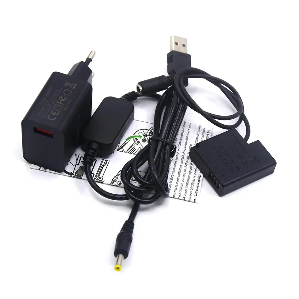 Caricatore Usb Qc3.0 + Cavo Usb + Dmw-Dcc15 Batteria Fittizia Blh7 Dmw-Blh7E Per Lumix Dmc-Gm1 Gm5 Gf7 Gf8 Gf9 Lx10 Lx15