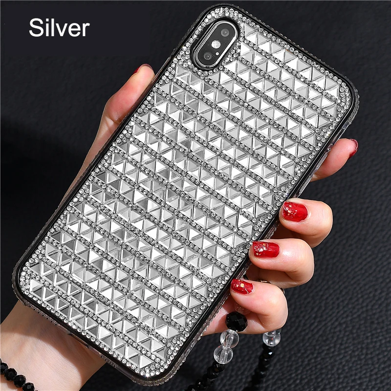 Silver Сексуальный блестящий чехол со стразами для телефона iPhone 11 Pro X XS Max XR 8 7 6 6s Plus, мягкая силиконовая Бриллиантовая задняя крышка - Цвет: Silver