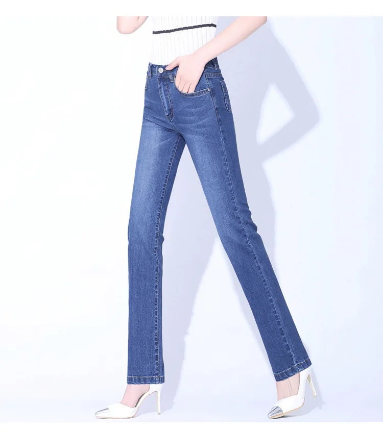 Женские новые прямые джинсы с высокой талией Большие размеры свободные узкие брюки