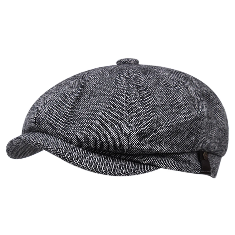 painter beret hat New arrival summer outdoor leisure octagonal hat painter hat Adjustable linen newsboy hat men's classic retro beret mens fleece beret