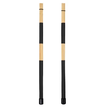 

NEW-1 Pair Rods Drum Brushes Sticks Drum Stick Set for Jazz Folk Music (Black)