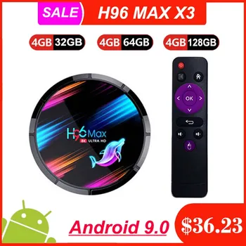 

Android 9.0 H96 max X3 Smart TV BOX Amlogic S905X3 Quad core 4K HD BT4.0 2.4G&5G WIFI 4G RAM 32G/64G/128G ROM Media player