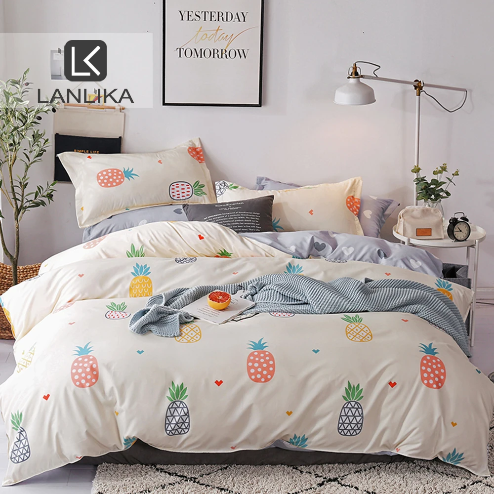 Lanlika набор постельного белья с фруктами пододеяльник ананасом простыня Комплект