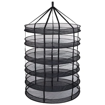 

6- Layer Black Mesh Hanging Herb Drying Rack Dry Net for Storage Drying Seeds (3FT 6-Layer)