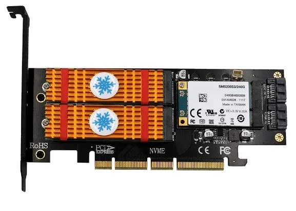 Синий 3 в 1 mSATA M.2 PCIE NVMe SSD для PCI-E 3,0 4X SATA 3,0 адаптер для M2 NVMe AHCI SATA mSATA конвертер твердотельных дисков - Цвет: Синий