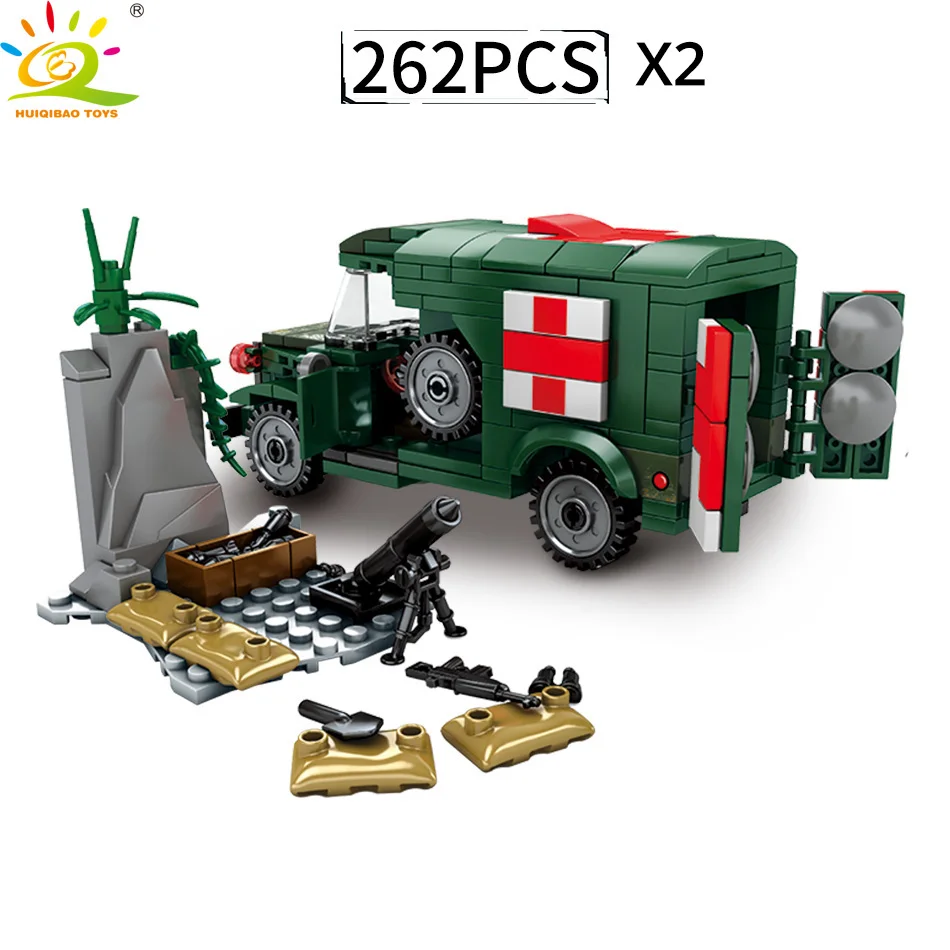 Kaufen HUIQIBAO SPIELZEUG 2SETS Military US Krankenwagen Soldat Figur Bausteine Für Kinder Kompatibel legoinglys WW2 Armee Lkw ziegel