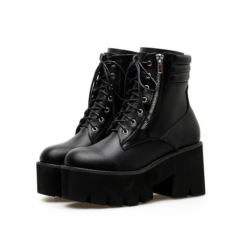 Boots Female women shoes Autumn British Wind Genuine Leather Thick With Short Boots Motorcycle Martin shoes