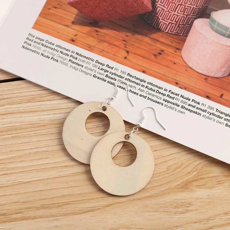 Wood Earring Blanks, Wear Resistant Hollow Round 50pcs DIY Making Light  Weight Wooden Jewelry Blanks For Gifts For Decoration 