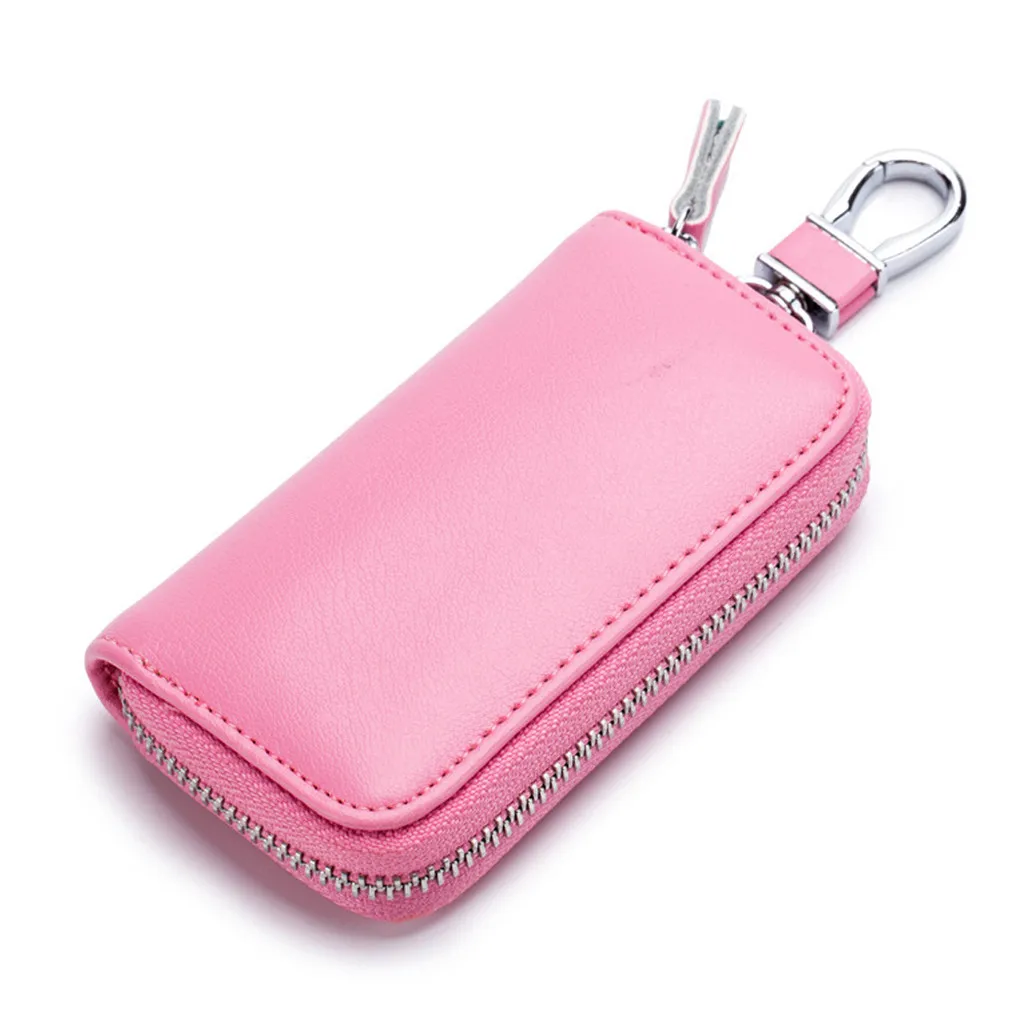 Pink Мужская женская сумка для карт, ключница на молнии, кошелек для монет, многофункциональный кошелек для ключей, брелок, держатель для ключей, сумки, новое поступление - Цвет: Pink
