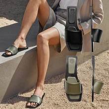 

Dave&Di 2022 Summer England Office Lady Fashion Simple Solid Cowhide Leather Flip Flops Slippers Women Shoes Woman Slides Shoe