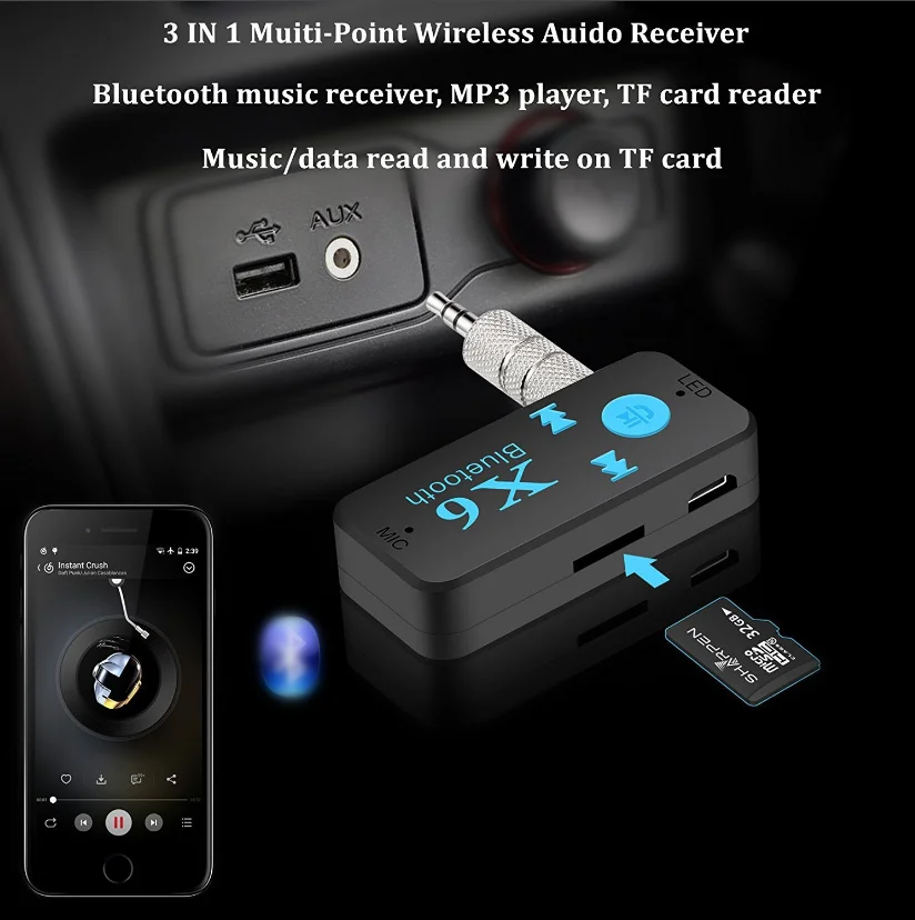 3 в 1 X6 USB Беспроводной Bluetooth Музыка Аудио приемник для Kia Rio K2 Sportage душа Mazda 6 CX-5 Lada Skoda