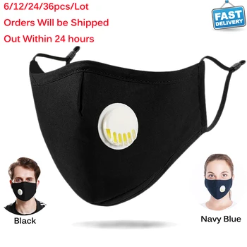 

Reusable washable face mask wholesale price anti dust cotton mouth mask Safety anti droplets face mask 36/24/12/6pcs