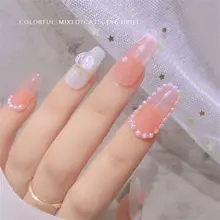 

30pcs Jewelry Charms Resin Aurora Nail Art DIY Nail Rhinestones Peach Heart Nail Decoration Flat Bottom Drill