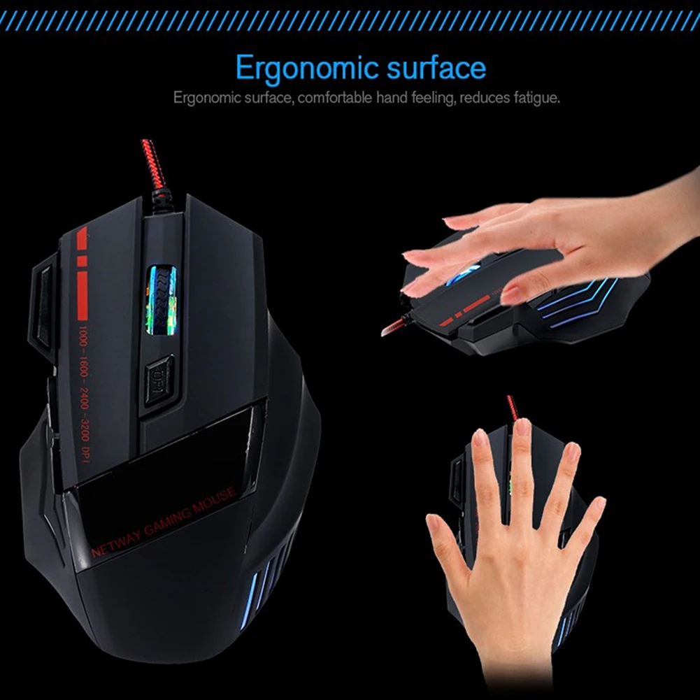 5500DPI LED Backlit Mouse professional gaming mouse with 7 bright colors LED ergonomics design 7/6 Buttons For Laptop PC Gamer